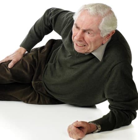Fall Risk - Elderly man is on the floor in pain, all alone