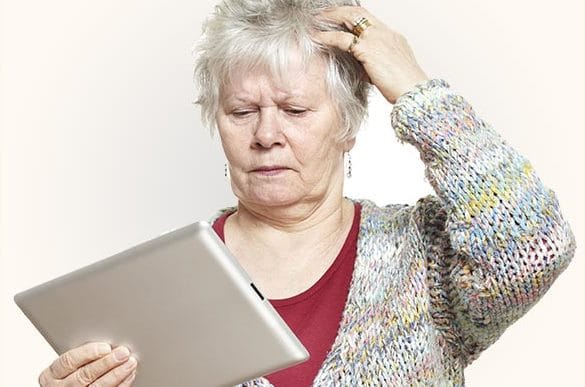 Lady unable to use a tablet