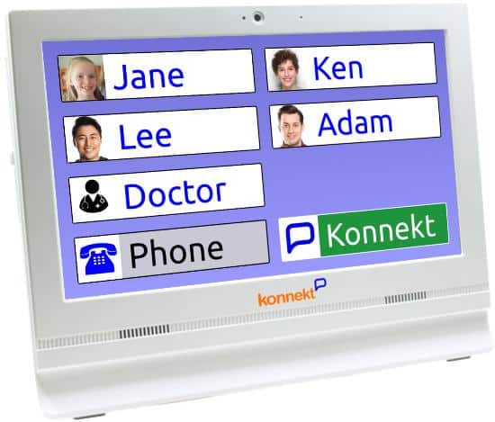 Videophone screen showing 4 rows of 2 call buttons
