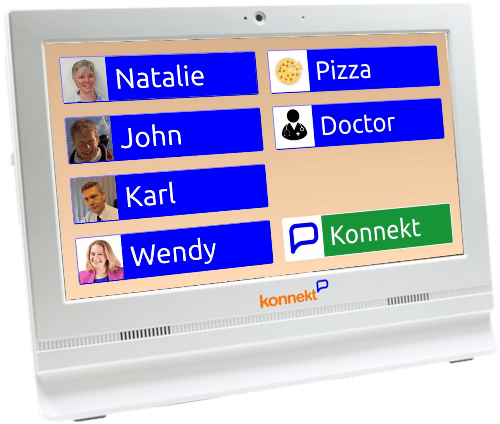 Konnekt Videophone showing call buttons with contact photos