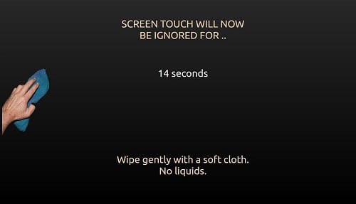 The Clean screen enables wiping of the screen without triggering a call.